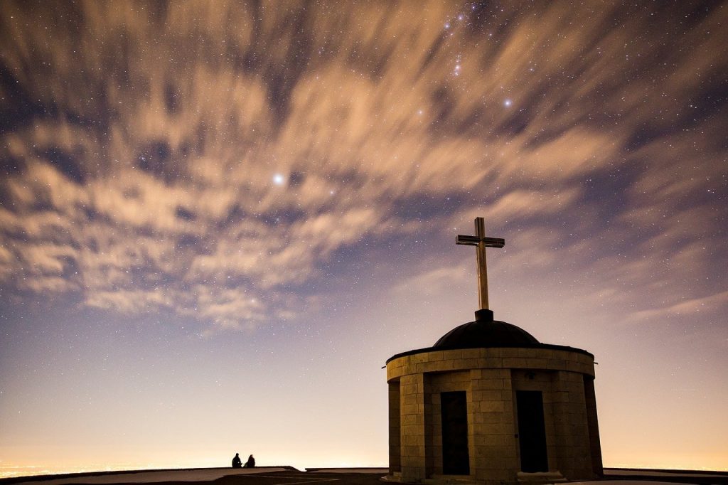 starry sky, church, chapel